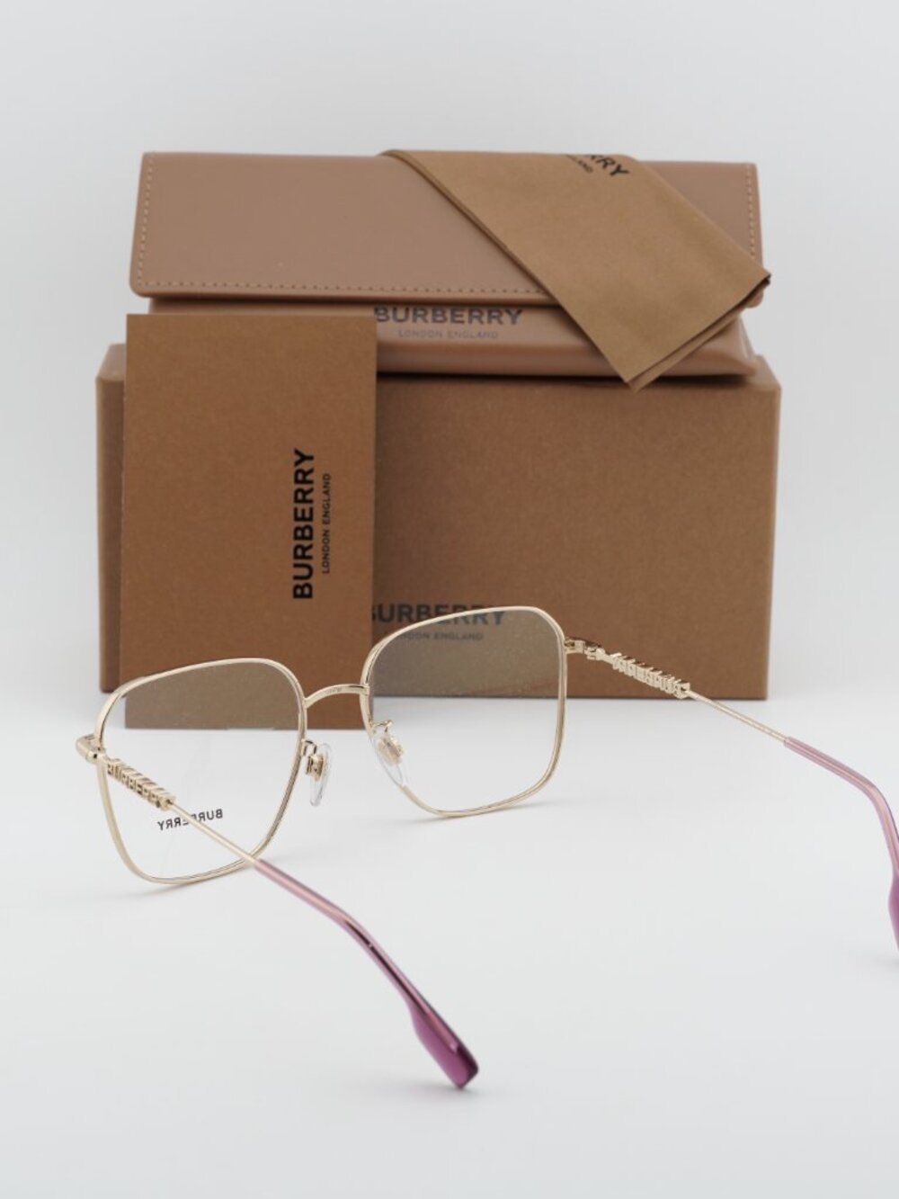 Burberry BE1382D 1357 Square Eyeglasses 55mm - Gold / Purple - Picture 3 of 10